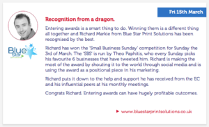 Recognition From a Dragon - Blue Star Print Solutions scoops #SBS win