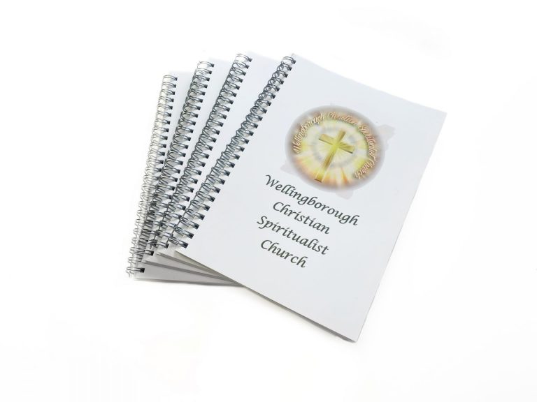 Printed Wiro Bound Hymn Books for Wellingborough Spiritualist Church